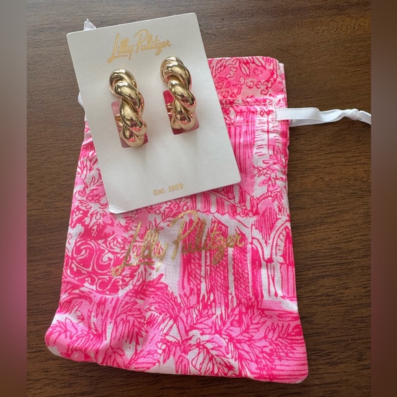 Lilly Pulitzer Island Escape Twisted Hoop Earrings NWT - Picture 2 of 10